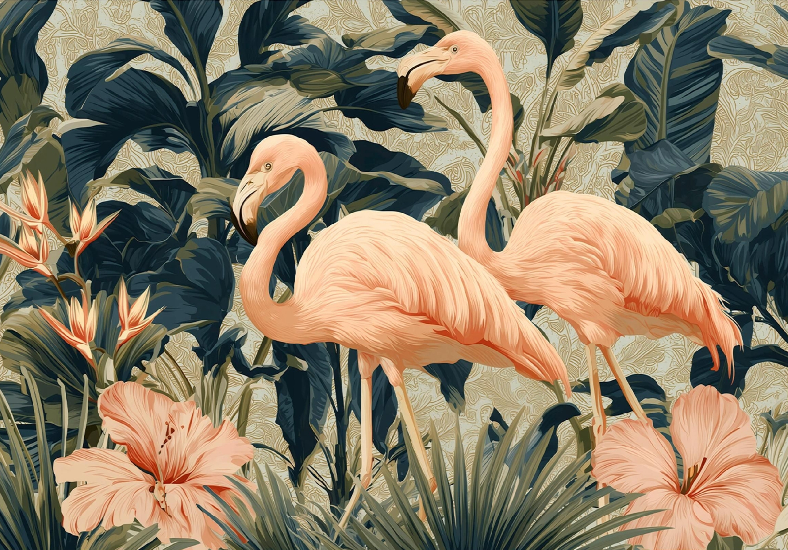 Флис Фототапет Фламинго