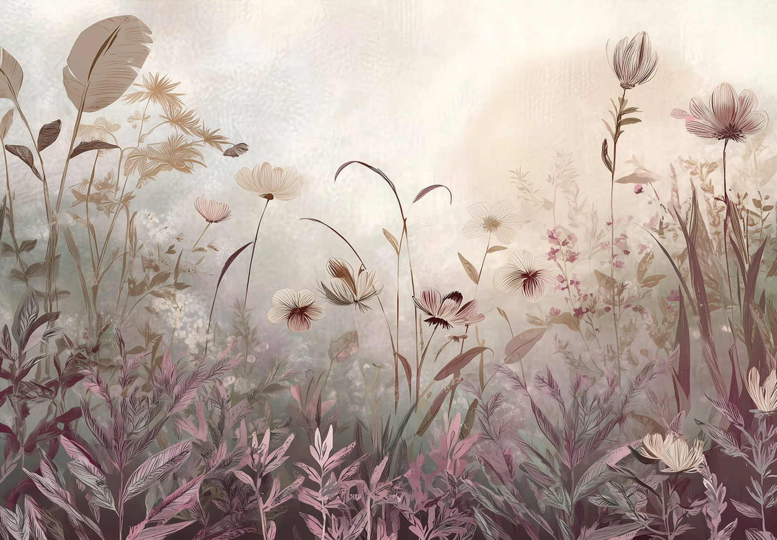 Флис Фототапет Полски цветя- художествен стил