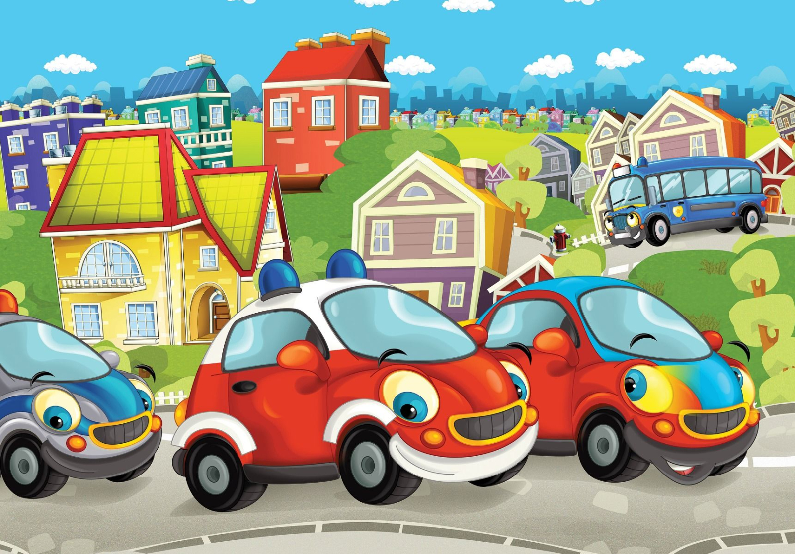 Детски Флис Фототапет SPEED ZONE KIDS Веселите колички