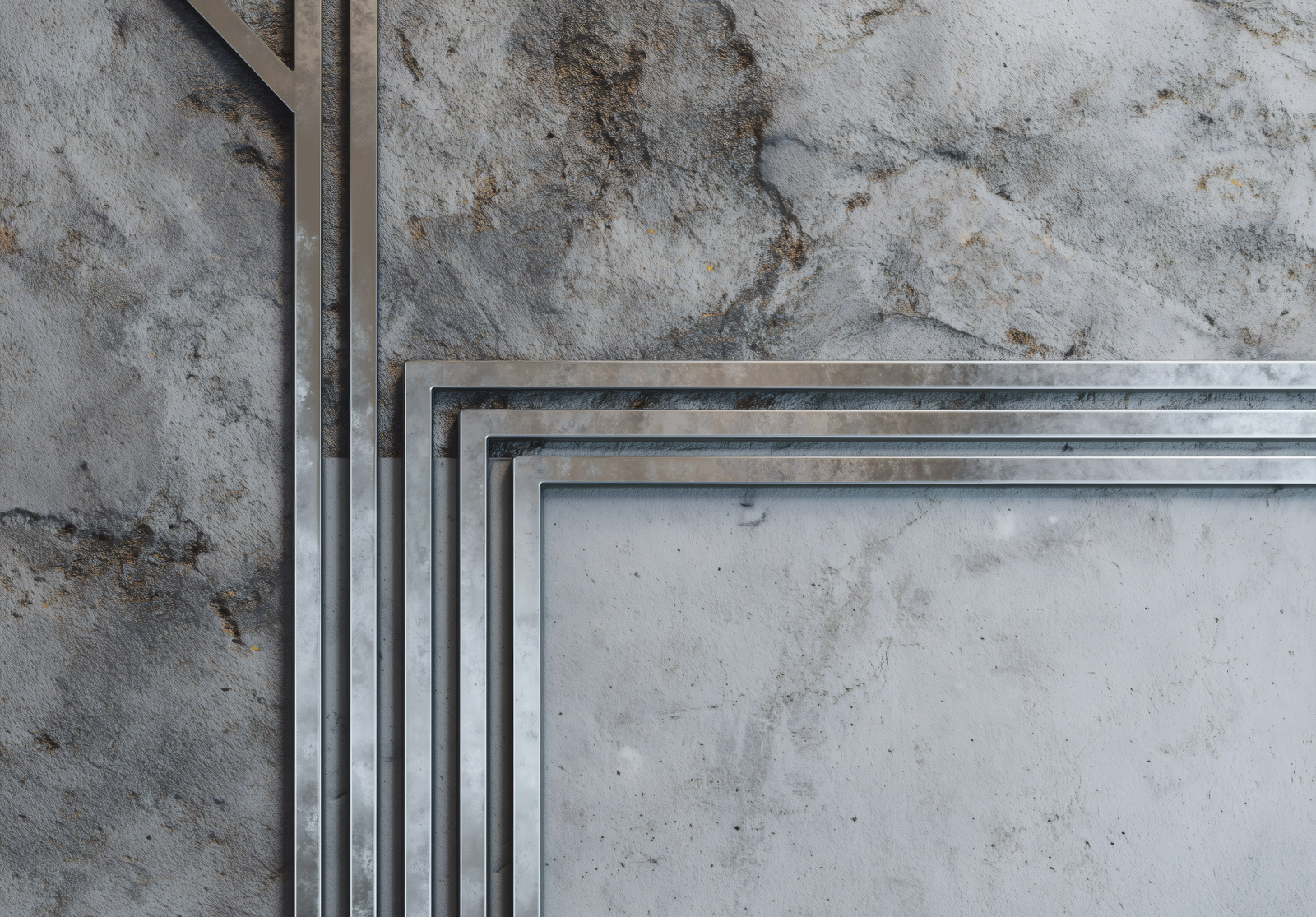 Фототапет Геометричен бетон с метални линии