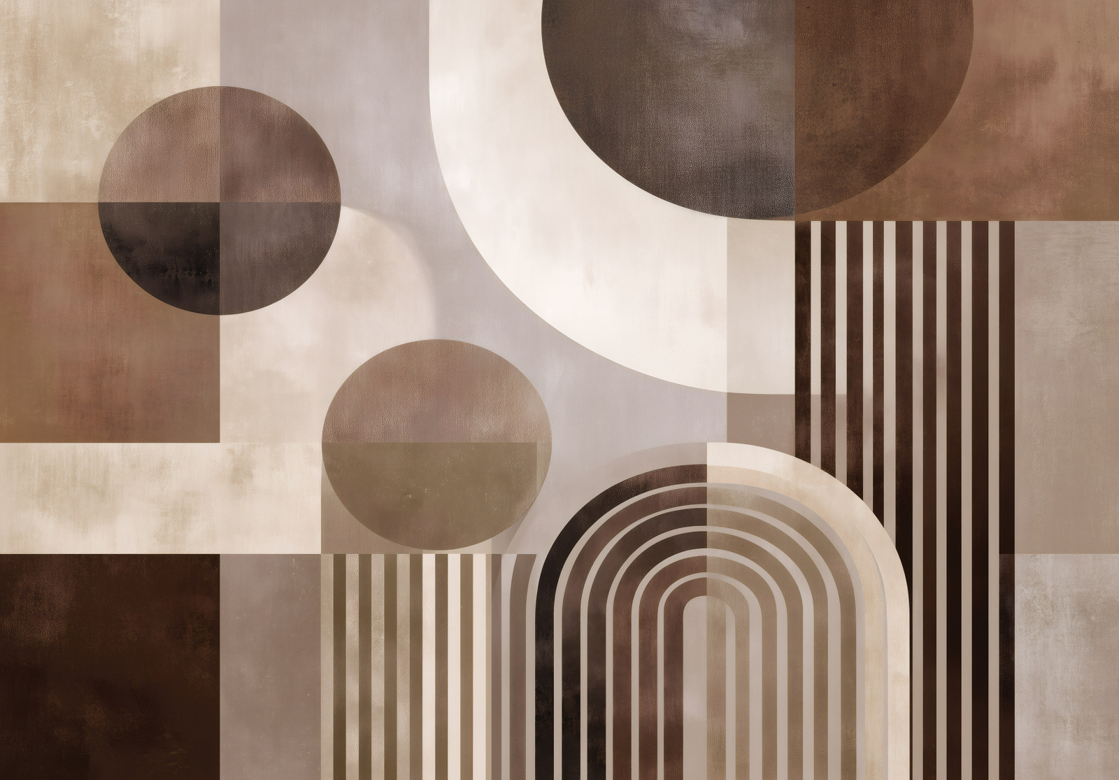 Фототапет Геометрична хармония в топли бежово-кафяви тонове