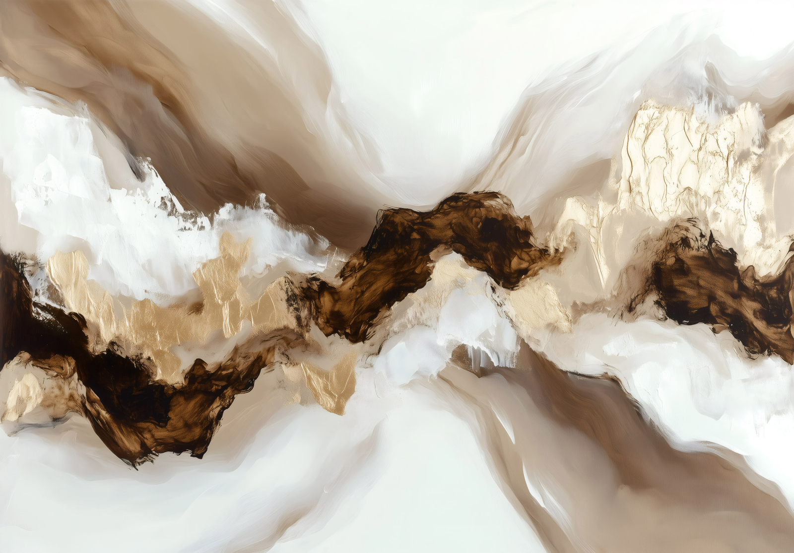 Фототапет Абстрактна елегантност в бежово, крем и златисти нюансия в топли модерни цветове