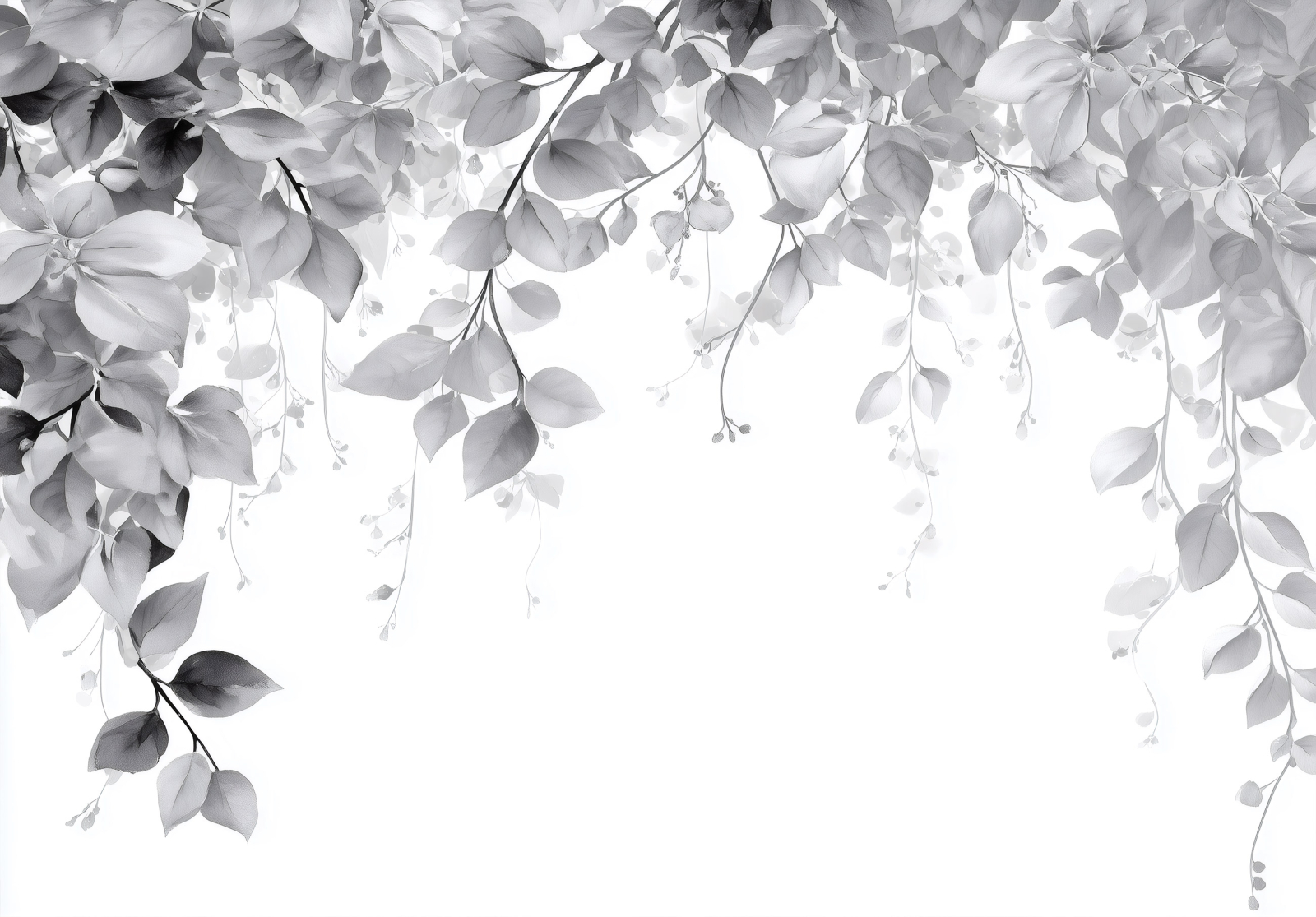 Фототапет Нежни сини листа в минималистичен ботанически стил