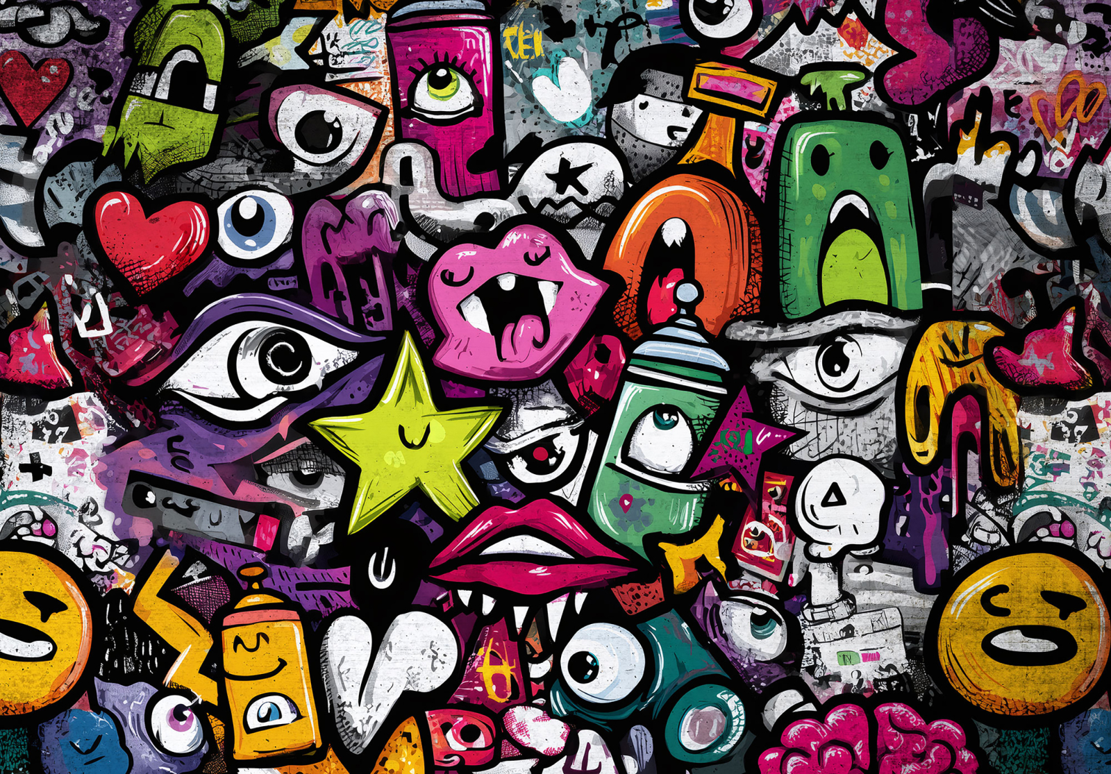 Фототапет Графити колаж – смел стил, цвят и градска енергия