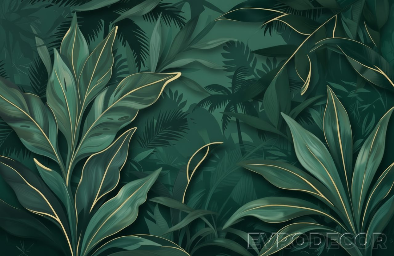 Тропически фототапет наситени зелени тонове