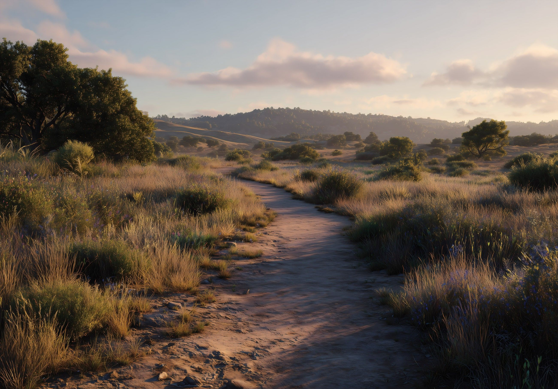 Фототапет Пътека през златна поляна – природен пейзаж