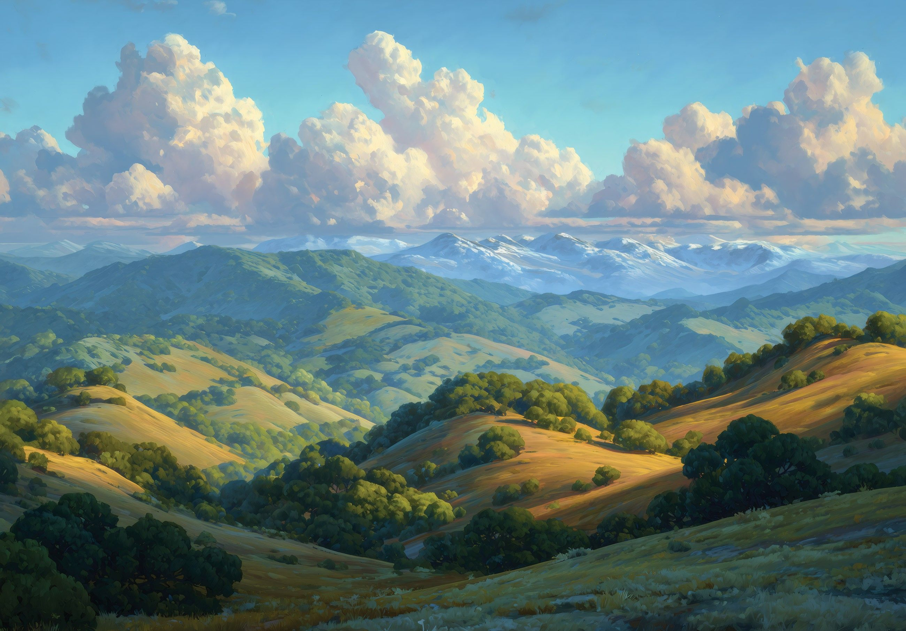 Фототапет Живописни планини и облаци – художествен пейзаж