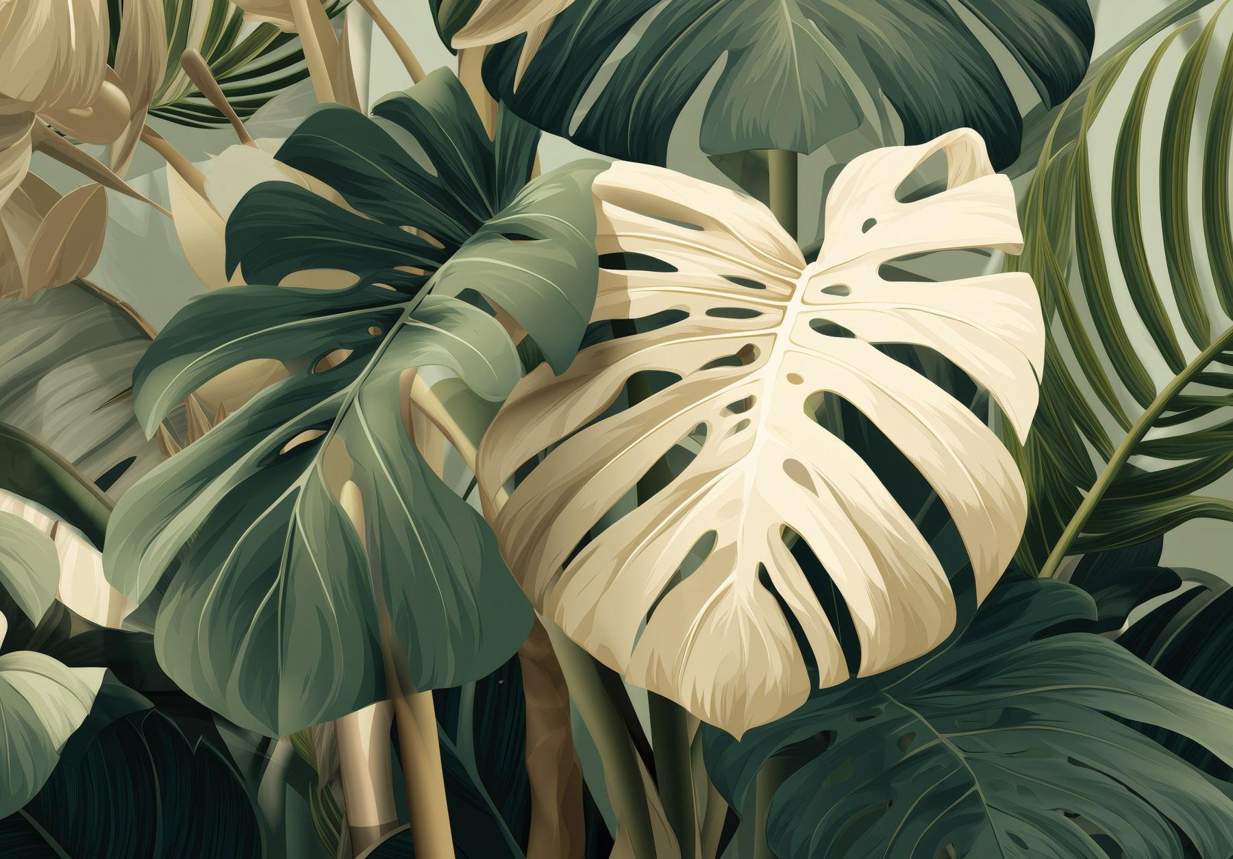 Фототапет Тропически листа Монстера 