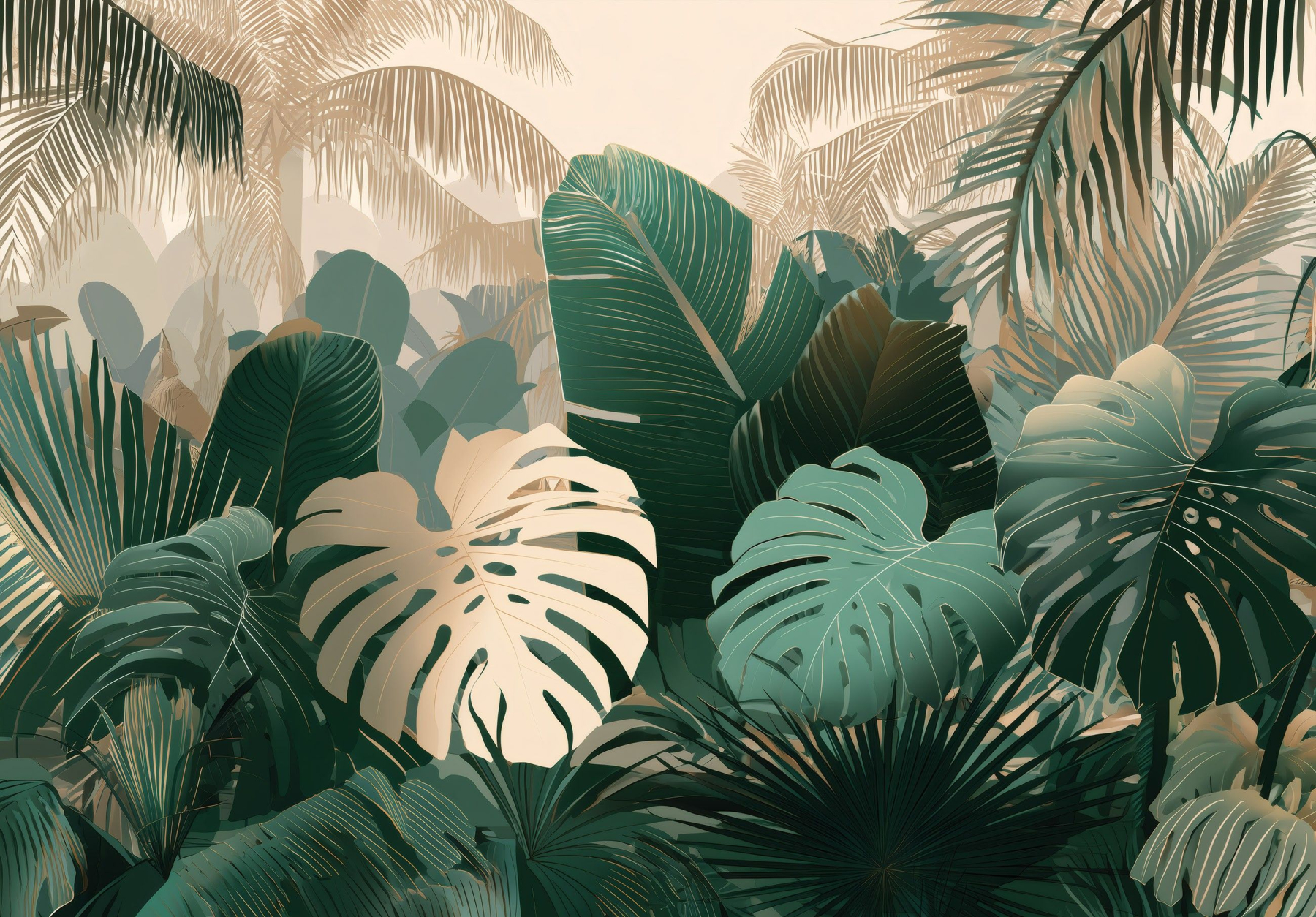 Фототапет Тропическа джунгла – ботаническа композиция