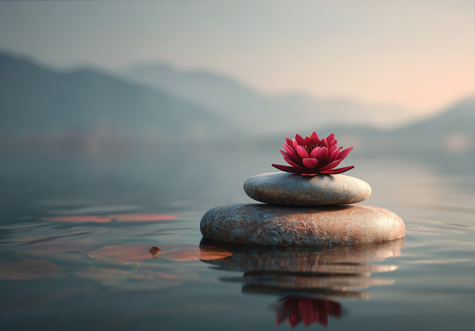 Фототапет Червен лотос вода