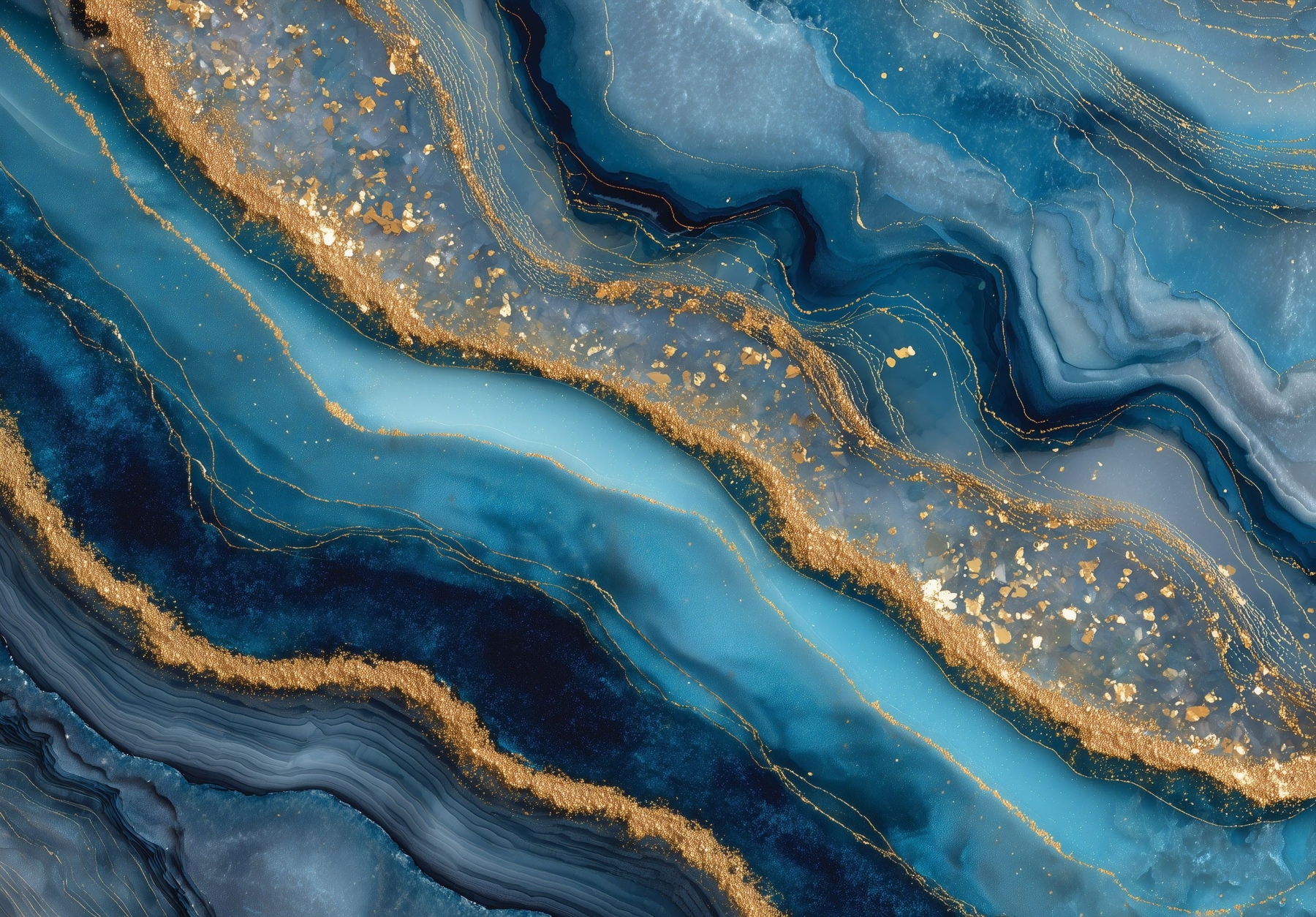 Фототапет Син мрамор злато