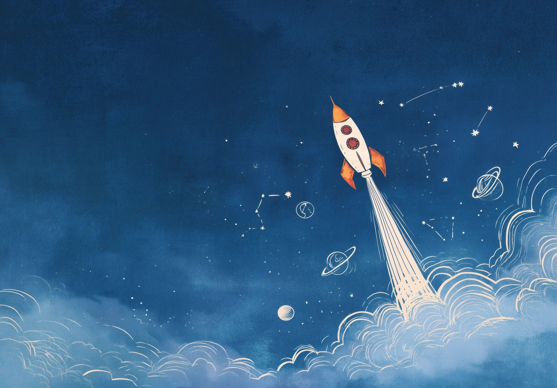 Фототапет Ракета в космоса графика