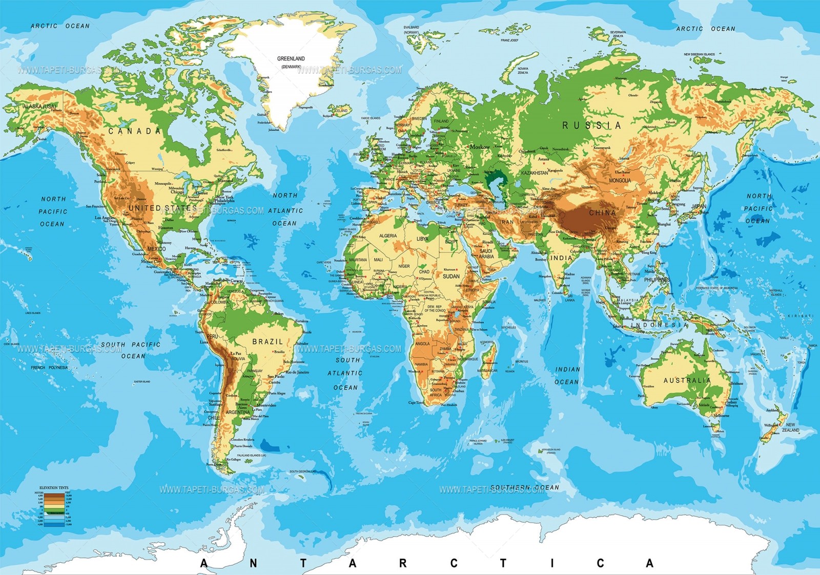 Фототапет Карта на света