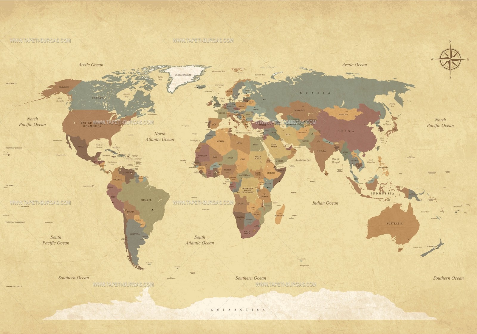 Фототапет Карта на света
