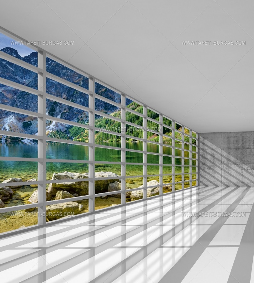 Фототапет с 3D галерия и панорамни прозорци