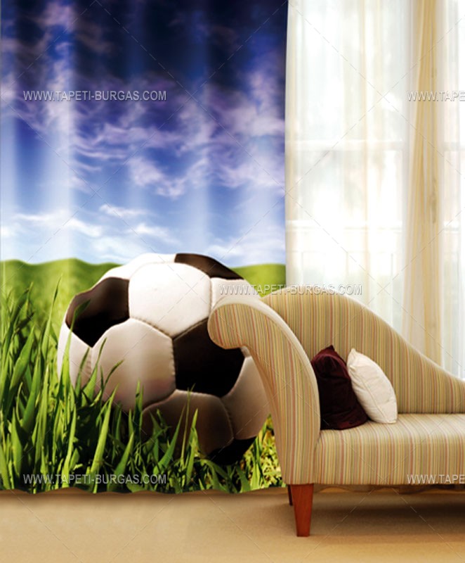 Декоративно плътно фото перде Футболна топка