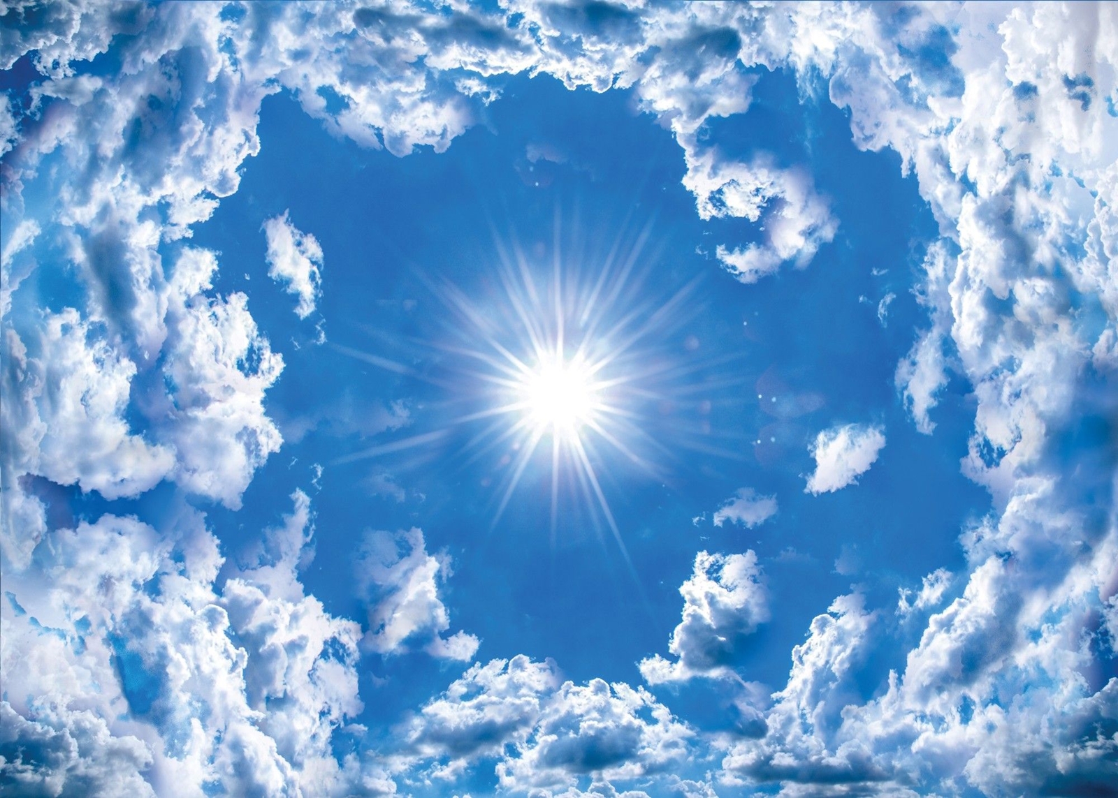 Фототапет Слънце в облаци ( за стени и таван)