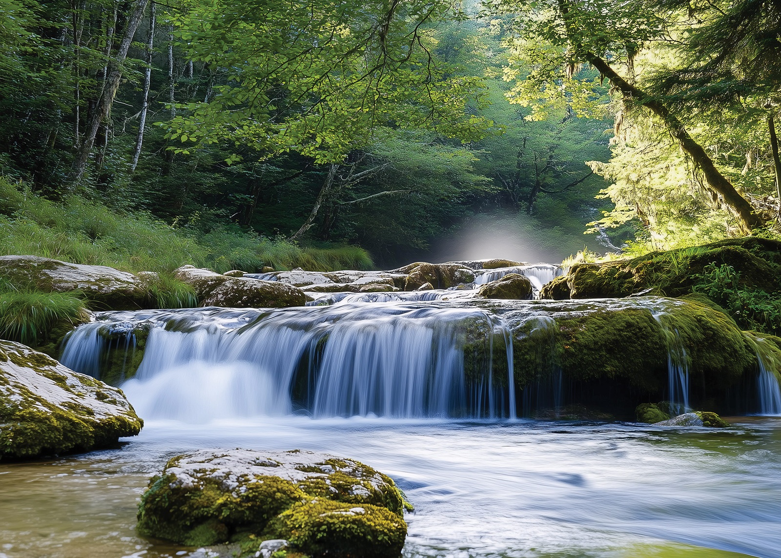 Флис Фототапет   Горско водопадче, акварел