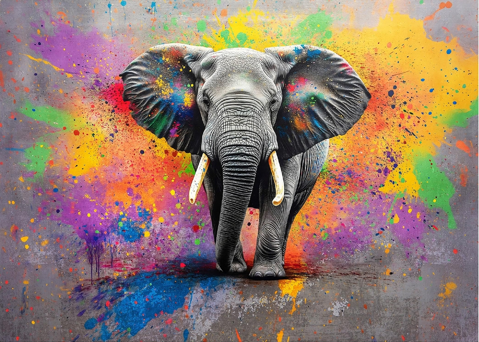 Флис Фототапет Слон в стаята- цветна закачка