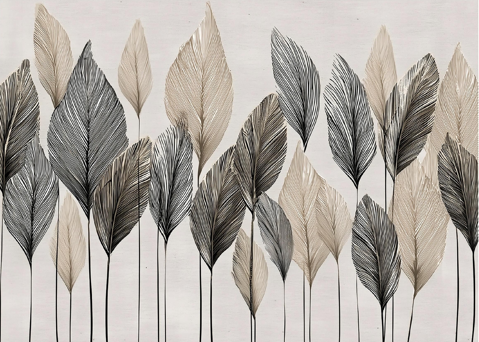 Флис Фототапет Композиция от листа, рисувани, арт 