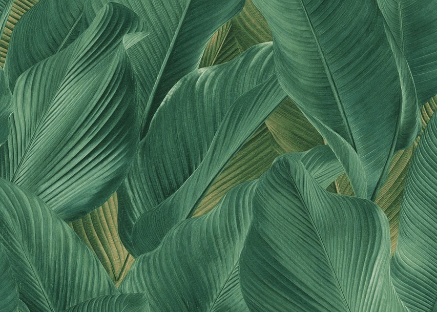 Тапет тежък винил на флис основа, Листа зелено, перлено
