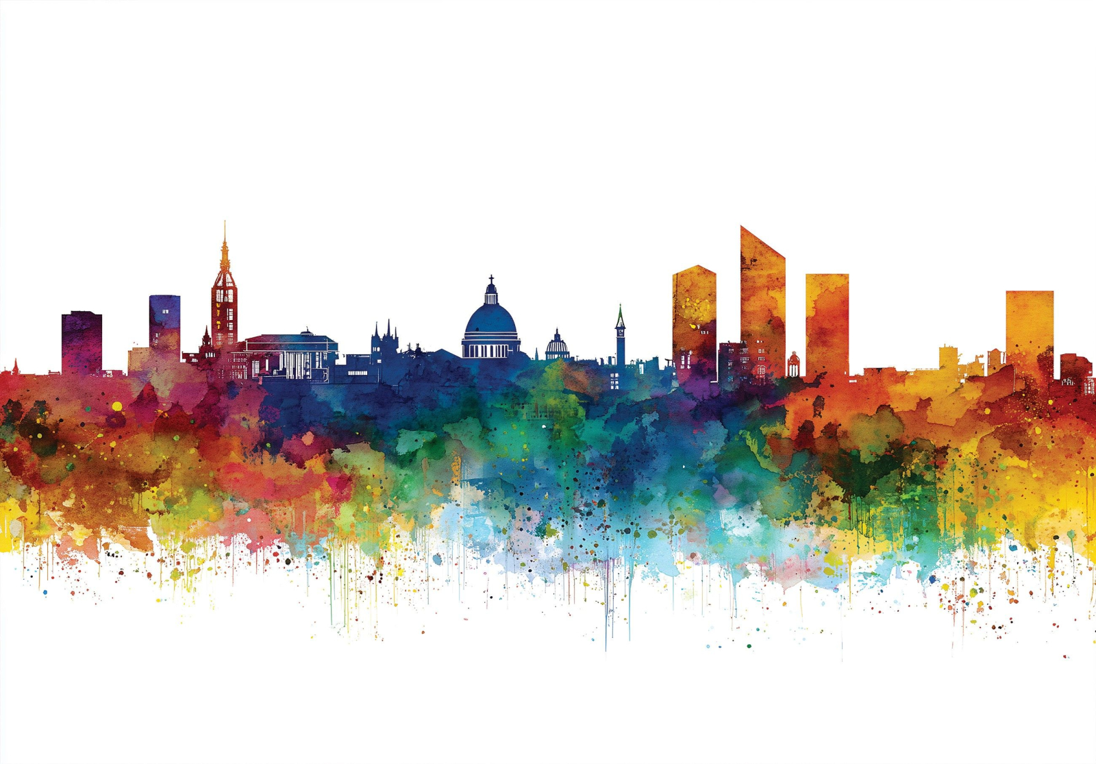 Флис Фототапет Силует на град, художествен арт