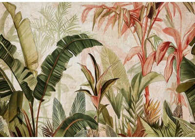 Флис Фототапет Тропическа природна картина акварел