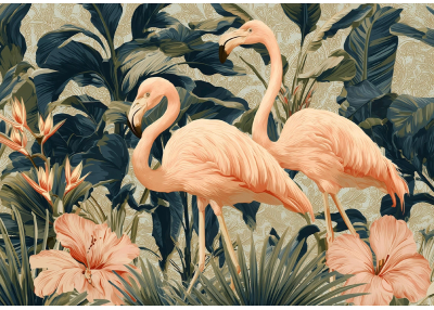 Флис Фототапет Фламинго