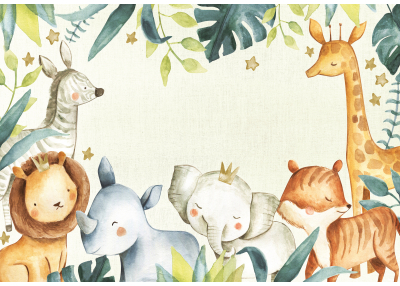 Фототапет Сладки животинки в джунглата за детска стая
