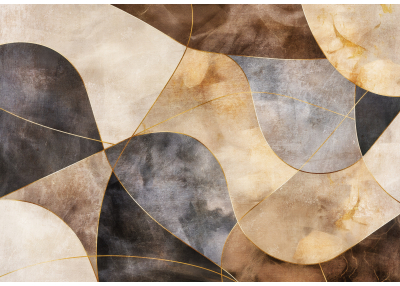 Фототапет Абстрактна геометрия в топли земни и златисти тонове
