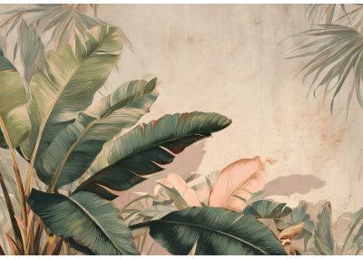 Фототапет Тропическа елегантност в бежово и зелено – меко луксозно излъчване