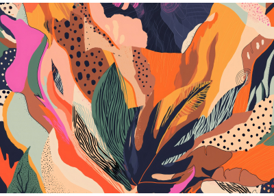 Фототапет Абстрактни листа в топли цветове – модерен артистичен дизайн