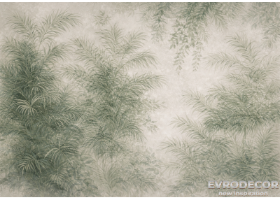 Фототапет с нежна ботаническа композиция в зелени нюанси