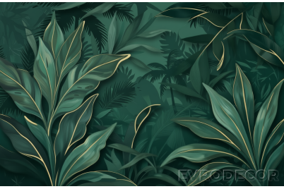 Тропически фототапет наситени зелени тонове