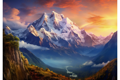 Фототапет Величествена планина – живописен стил