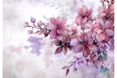 Фототапет Розови акварелни цветя – художествен стил