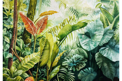 Фототапет Тропическа джунгла – акварелен стил