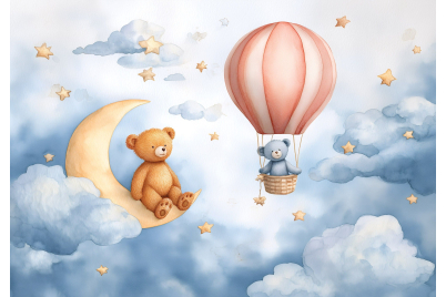 Фототапет Мечета в облаците – детски акварелен стил