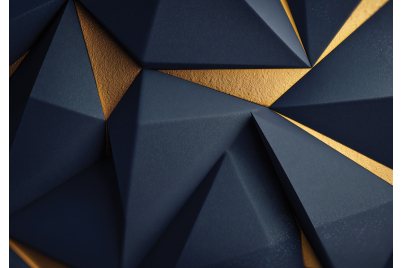 Фототапет Тъмносиня геометрия със златни акценти – модерен стил