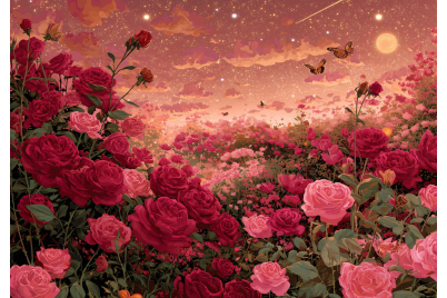 Фототапет Розово поле от рози – романтичен стил