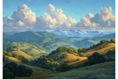 Фототапет Живописни планини и облаци – художествен пейзаж