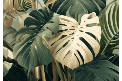 Фототапет Тропически листа Монстера 