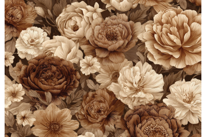 Фототапет Кафяви винтидж цветя 