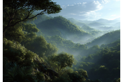 Фототапет Мъглива зелена планина