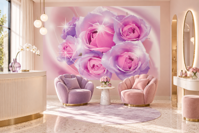 Фототапет Розов порцелан - рози с декоративен 3D ефект