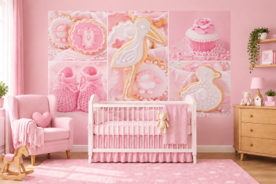 Фототапет Welcome Baby Girl — розов бебешки колаж