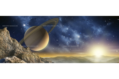 Фототапет COSMOS Сатурн над извънземен пейзаж – панорама