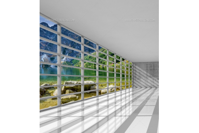 Фототапет с 3D галерия и панорамни прозорци