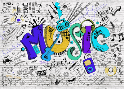 Фототапет Music and dance Графити син