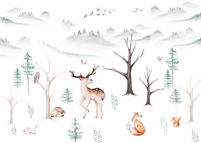 Детски Флис Фототапет Forest animals Горски животни